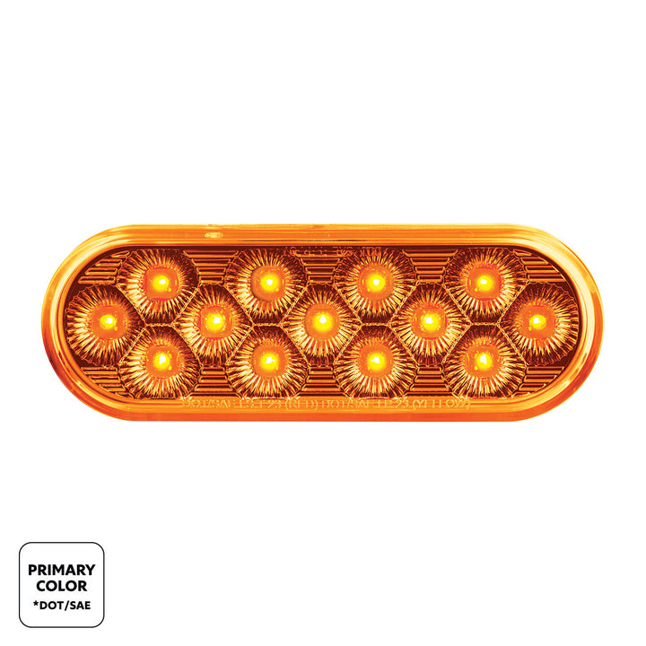13 LED 6" Oval Double Fury Light (Turn Signal) - Amber &amp; Green LED/Clear Lens