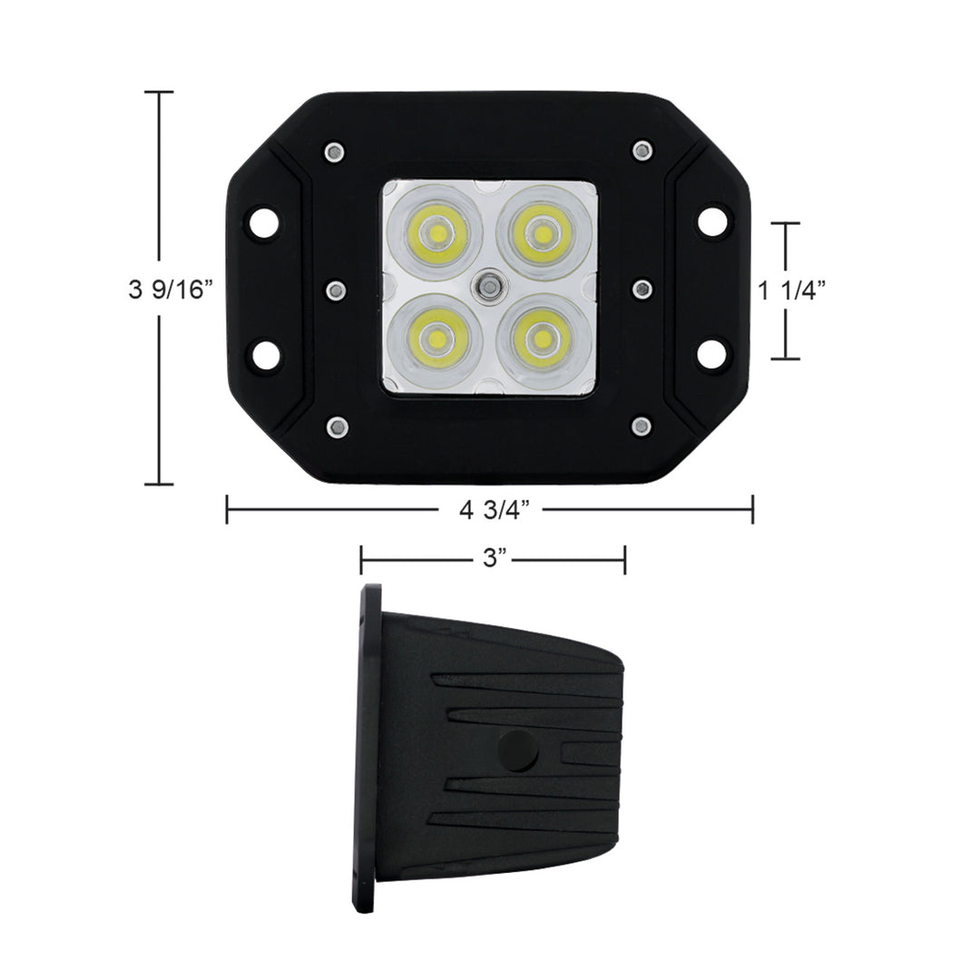 4 High Power LED Flange Mount Work Light - Spot Light