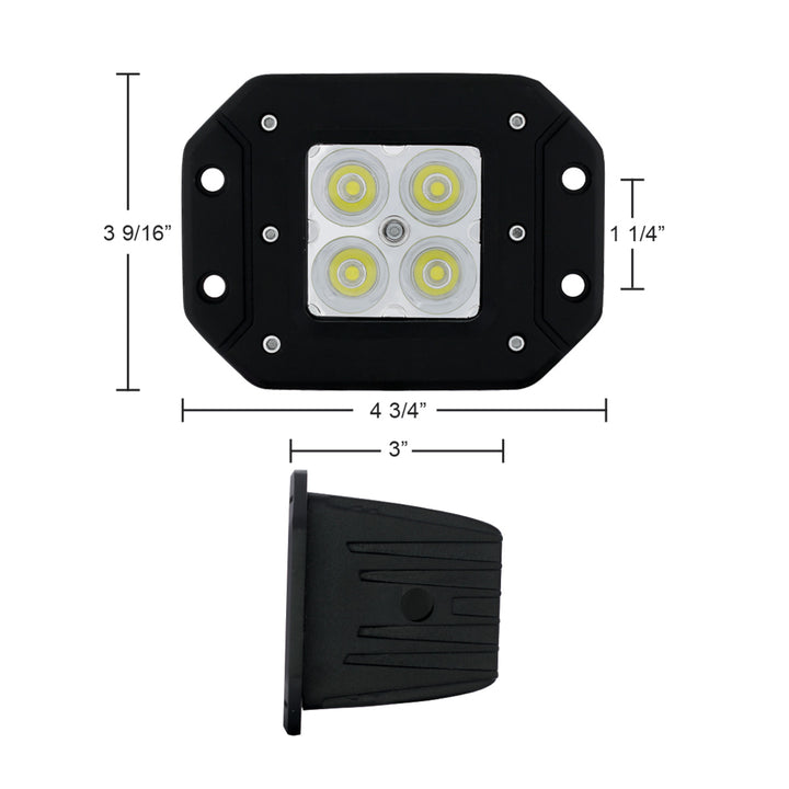 4 High Power LED Flange Mount Work Light - Spot Light