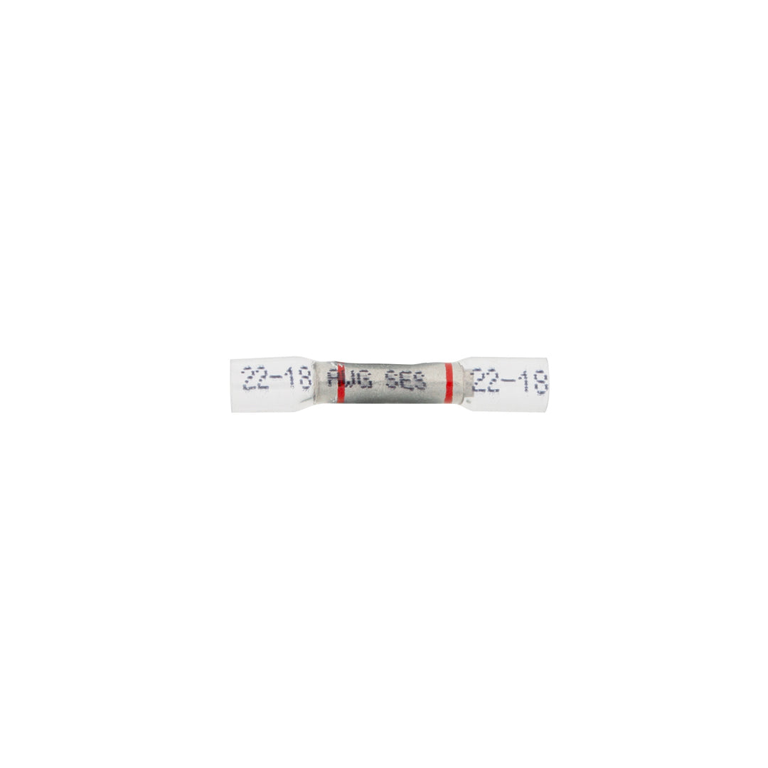 22-18 AWG CS Window Heat Shrink Butt Connector - Clear w/ Red Stripe (10-Pack)