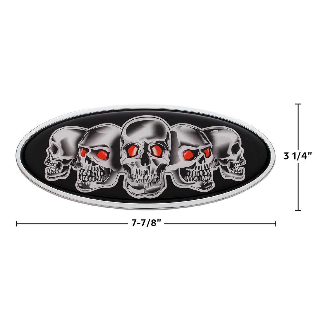 Chrome Die Cast Skull Emblem - Black