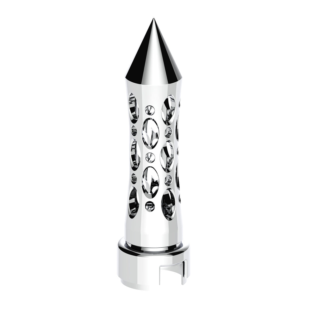 M30 x 3.5 Thread-On Daytona Style Spike Gearshift Knob With 13/15/18 Speed Adapter - Chrome/Vertical