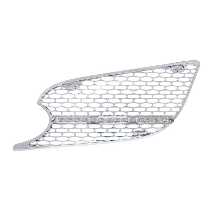 Chrome Air Intake Grille With LED Light For 2012-2021 Peterbilt 579 (Driver) - Amber LED/Clear Lens