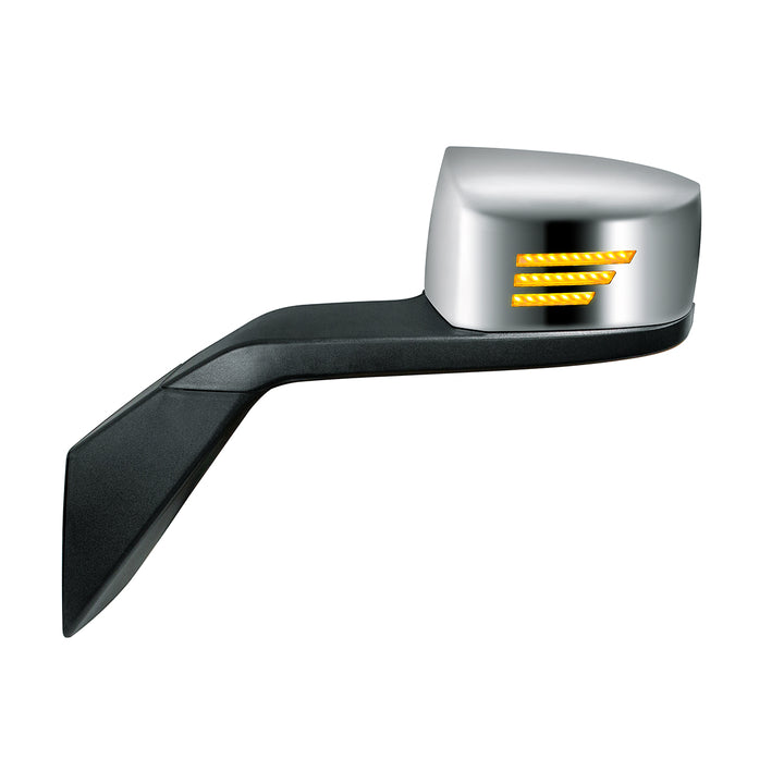 Chrome Hood Mirror Assembly With Sequential LED Turn Signal For 2004-2017 Volvo VNL - Driver