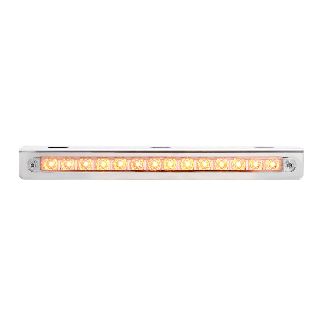Stainless Light Bracket With 14 LED 12" Sequential Light Bar (Left to Right) - Amber LED/Clear Lens