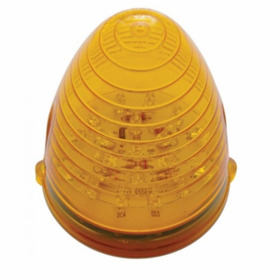 Fog Light Cover With 19 LED Beehive Light &amp; Visor For 2007-17 KW T660 (Driver) - Amber LED/ Amber Lens