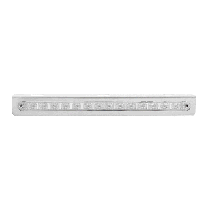 Stainless Light Bracket With 14 LED 12" Sequential Light Bar (Left to Right) - Amber LED/Clear Lens