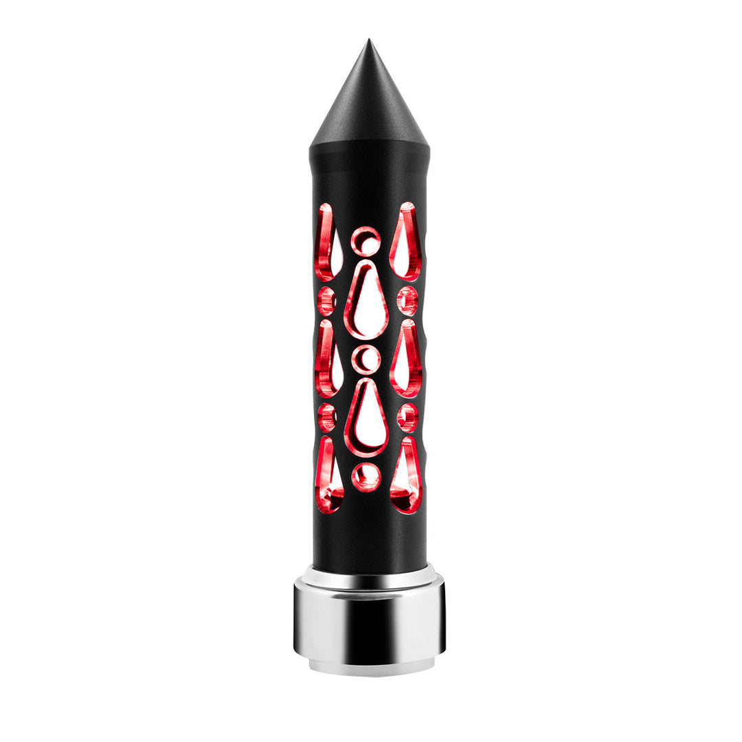 Thread-On Brooklyn Style Spike Gearshift Knob With LED 9/10 Speed Adapter - Matte Black/Red LED