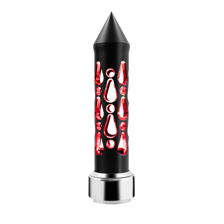 Thread-On Brooklyn Style Spike Gearshift Knob With LED 9/10 Speed Adapter - Matte Black/Red LED