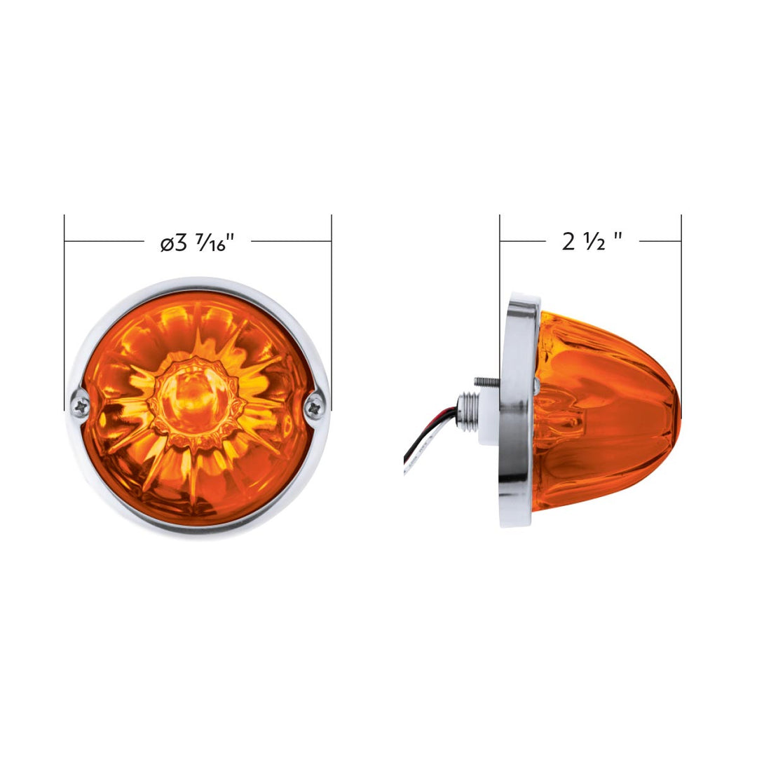 Glass Watermelon Light Kit With 2 LED Light - Amber LED/Dark Amber Lens