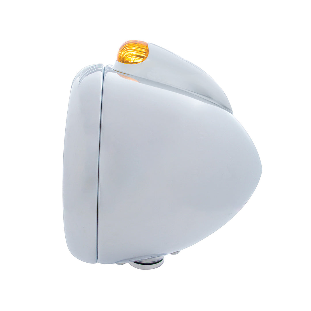 Stainless Steel Guide 682-C Headlight 6014 &amp; Dual Mode LED Signal - Amber Lens