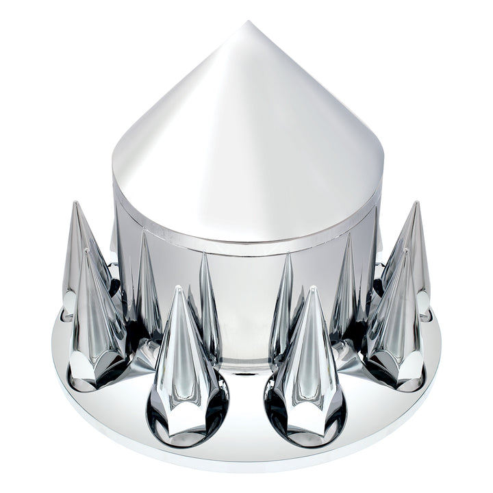 Spike Rear Axle Cover With 33mm Spike Thread-On Lug Nut Covers – Chrome | Semi Truck