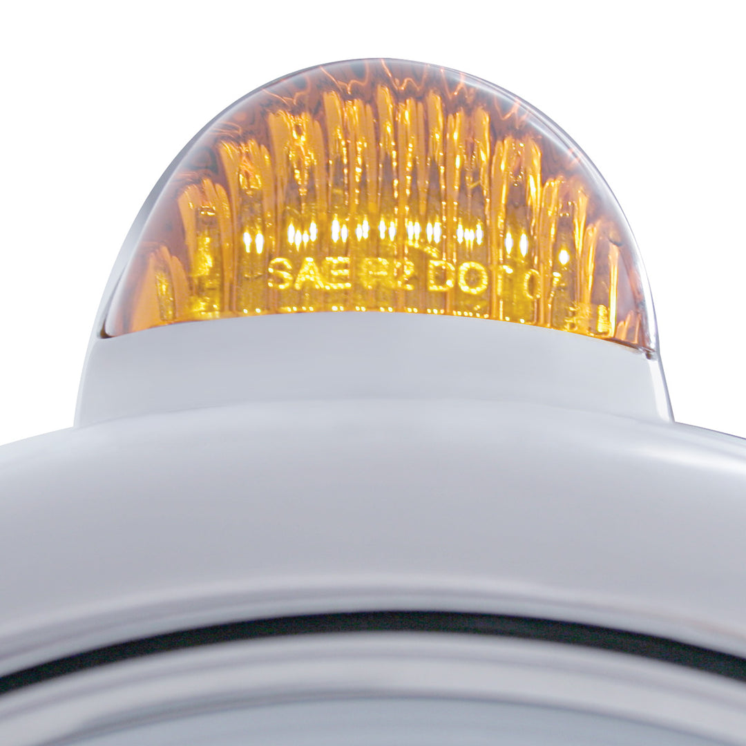 Chrome Guide 682-C Headlight H4 With Amber LED &amp; Dual Mode LED Signal - Amber Lens