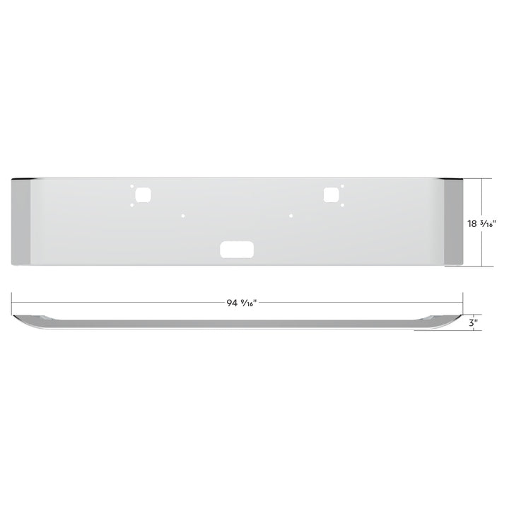 Stainless Steel Clad Aluminum Bumper For 1982-2024 Kenworth W900 - Curved Ends