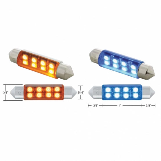 8 SMD High Power Micro LED 211 - 2 Dome Light Bulb - White (2-Pack)
