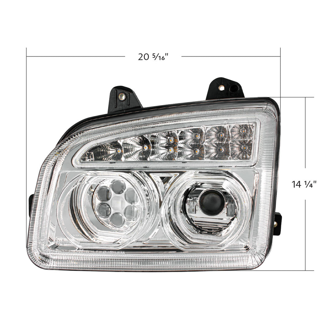 Chrome 11 LED Headlight For 2015-2024 Kenworth T880 - Driver