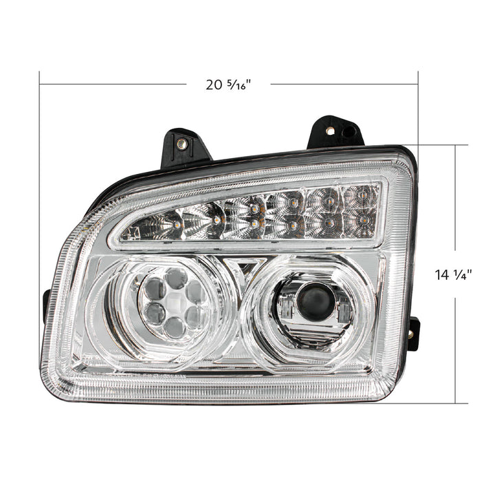 Chrome 11 LED Headlight For 2015-2024 Kenworth T880 - Driver