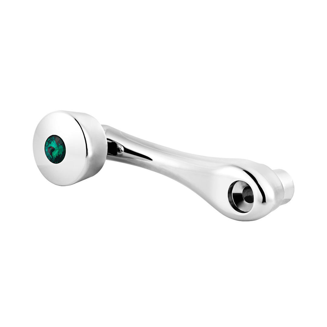 Chrome Die-Cast Window Crank With 16 - Spline 7/16” OD Adapter - Green Crystal