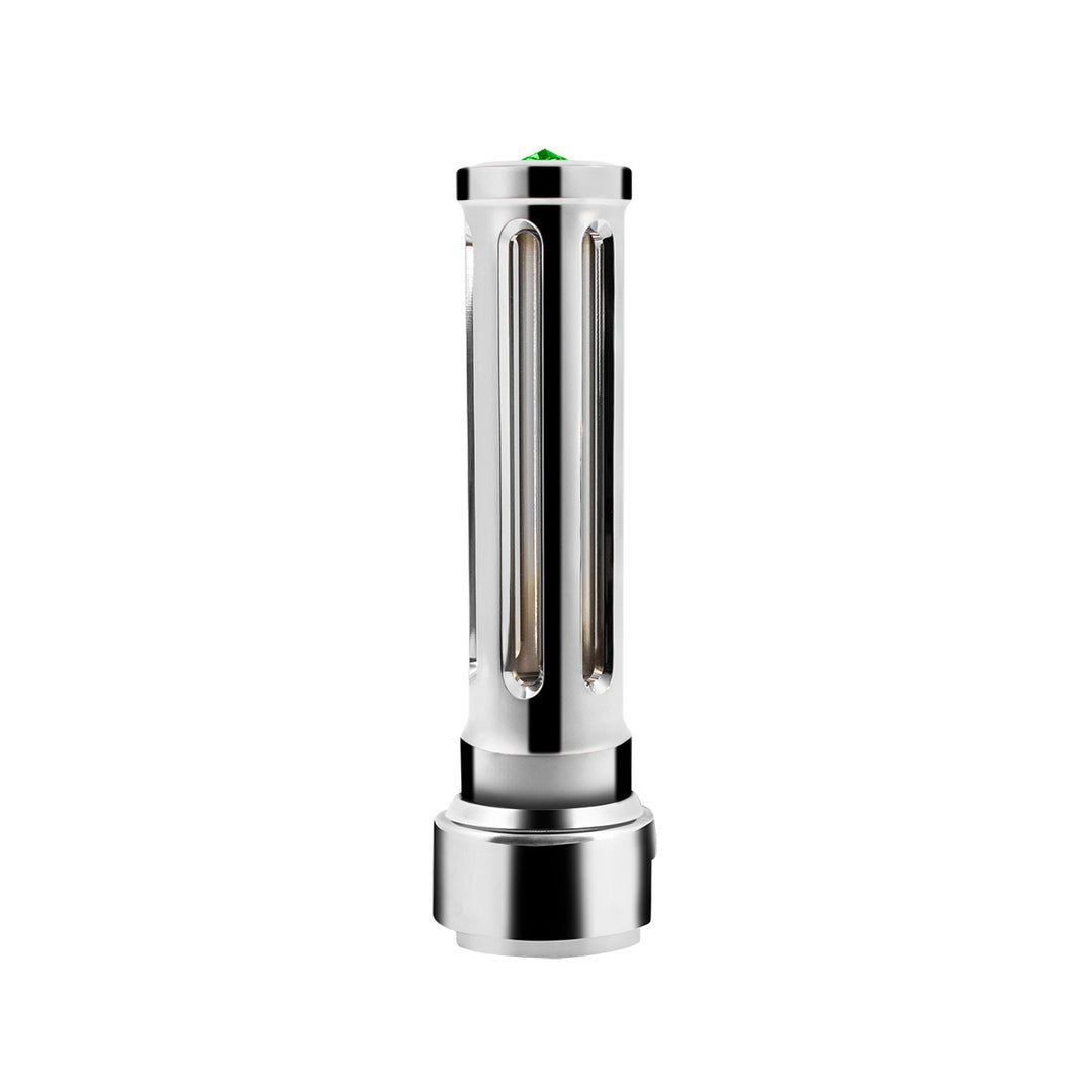 Thread-On Chrome Sonoma Style Gearshift Knob With LED 13/15/18 Speed Adapter - Dark Green Crystal/Green LED