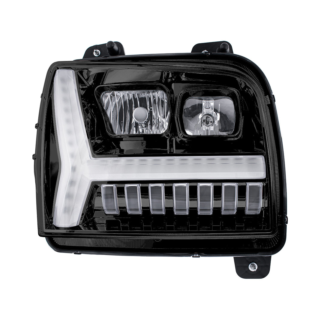 Blackout Headlight With LED DRL Light Bar &amp; Turn Signal For 2018-2024 Kenworth W990 - Passenger