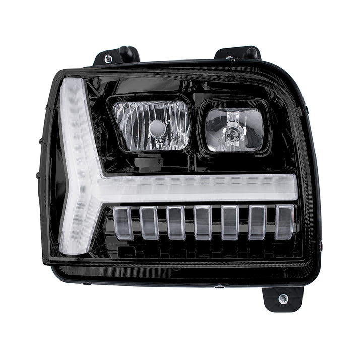 Blackout Headlight With LED DRL Light Bar &amp; Turn Signal For 2018-2024 Kenworth W990 - Passenger