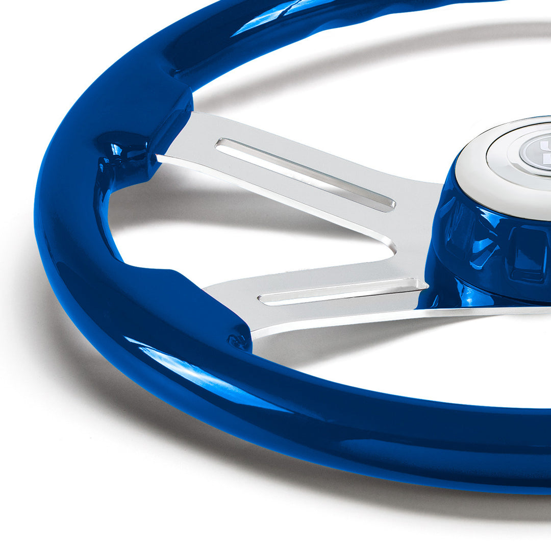 18" 4 Spoke Steering Wheel With Color Matching Horn Bezel - Electric Blue