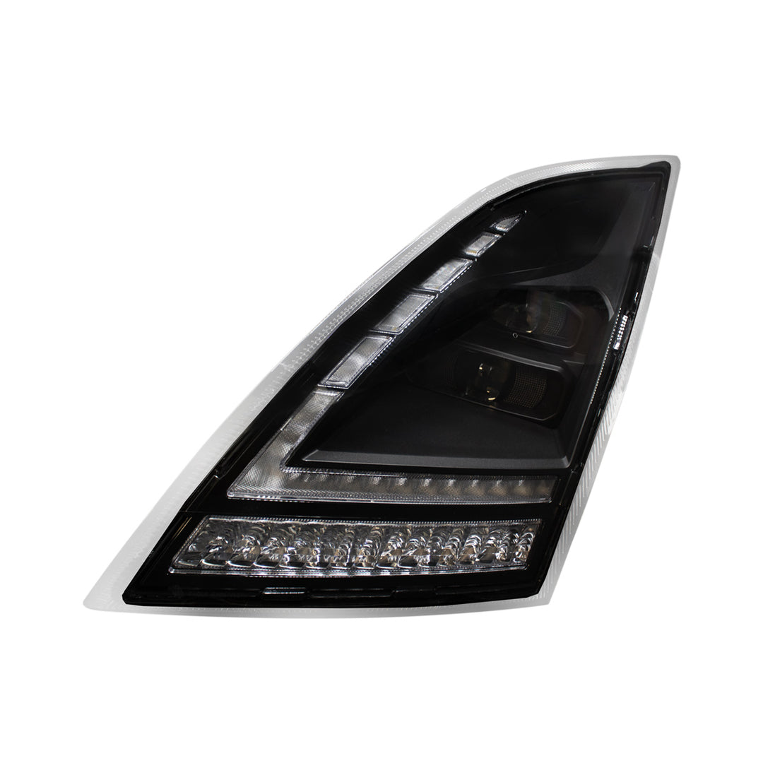 Blackout Full LED Headlight With LED Turn Signal and DRL For 2018-2024 Volvo VNL - Driver