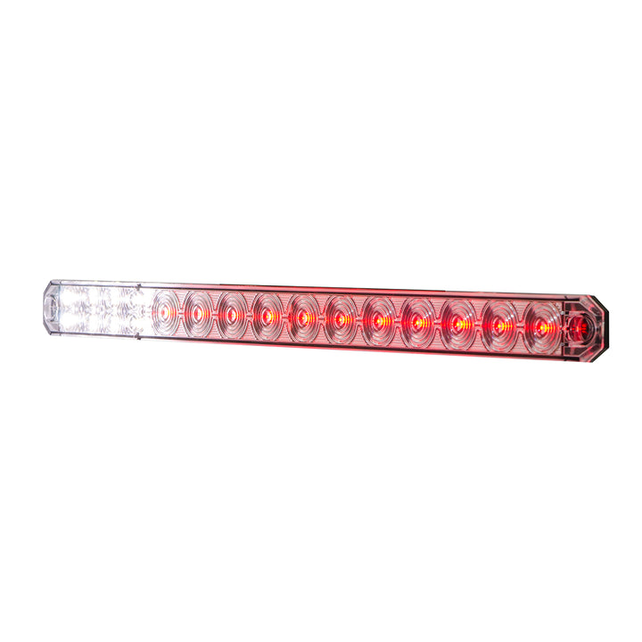 17" 27 LED Low Profile Light Bar (Stop, Turn &amp; Tail) With Back-Up Light - Red &amp; White LED/ Red &amp; Clear Lens