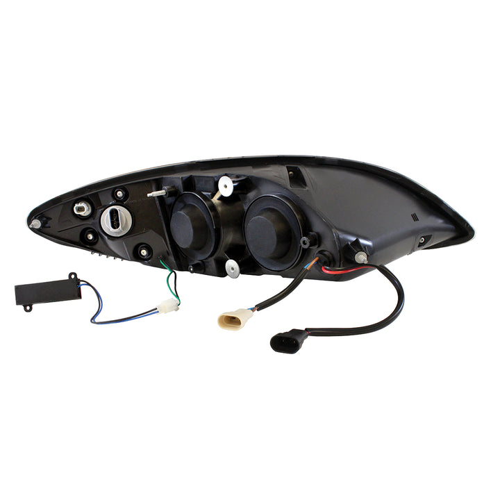 Black Projection Headlight With LED Turn Signal &amp; Light Bar For 2006-2017 International Prostar - Driver