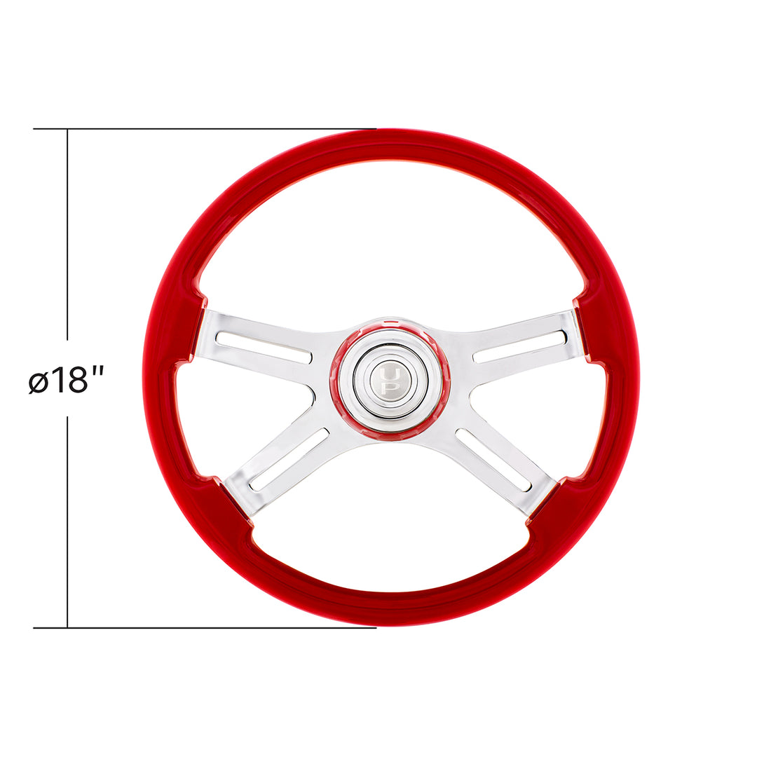 18" 4 Spoke Steering Wheel With Color Matching Horn Bezel - Indigo Red