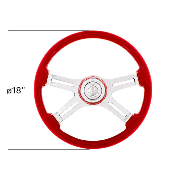 18" 4 Spoke Steering Wheel With Color Matching Horn Bezel - Indigo Red