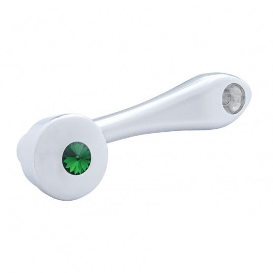 Chrome Die-Cast Window Crank With 3/8” Square Adapter - Green Crystal
