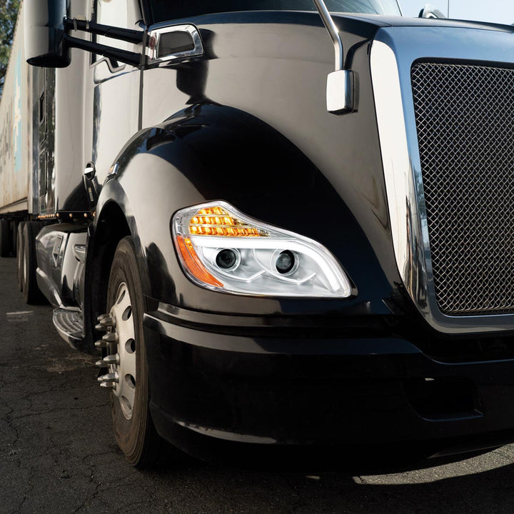 Chrome 8 LED Projection Headlight For 2013-2021 Kenworth T680 - Passenger