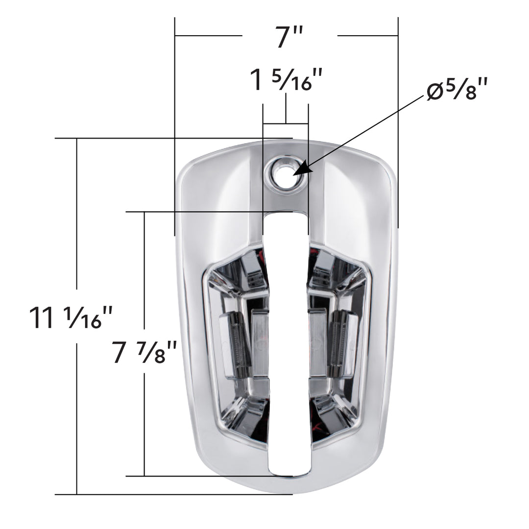 6 LED Chrome Door Handle Cover For 2018-2025 Freightliner Cascadia - Passenger, Red LED