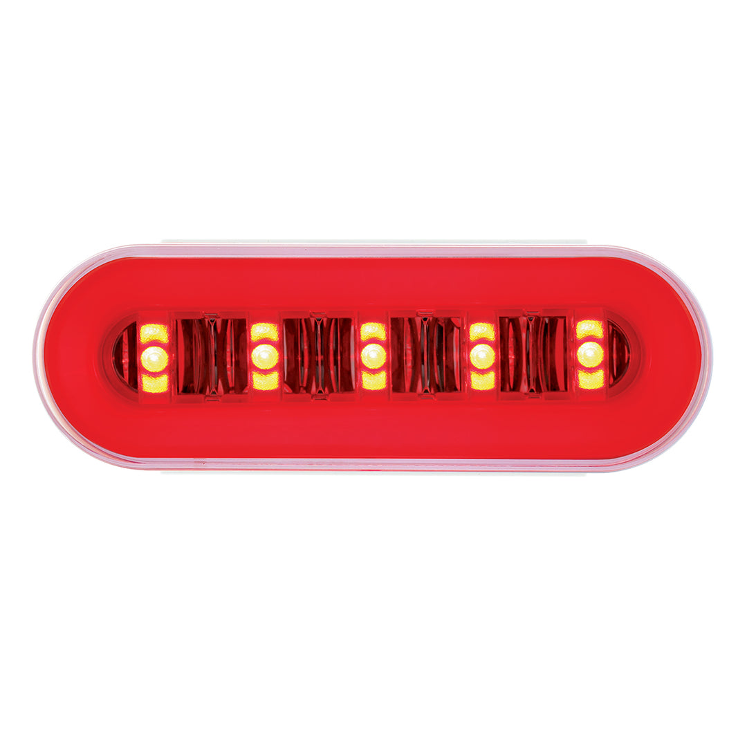 22 LED 6" Oval GloLight With Divider Bar Inner Design (Stop, Turn &amp; Tail) - Red LED/Red Insert (Card)