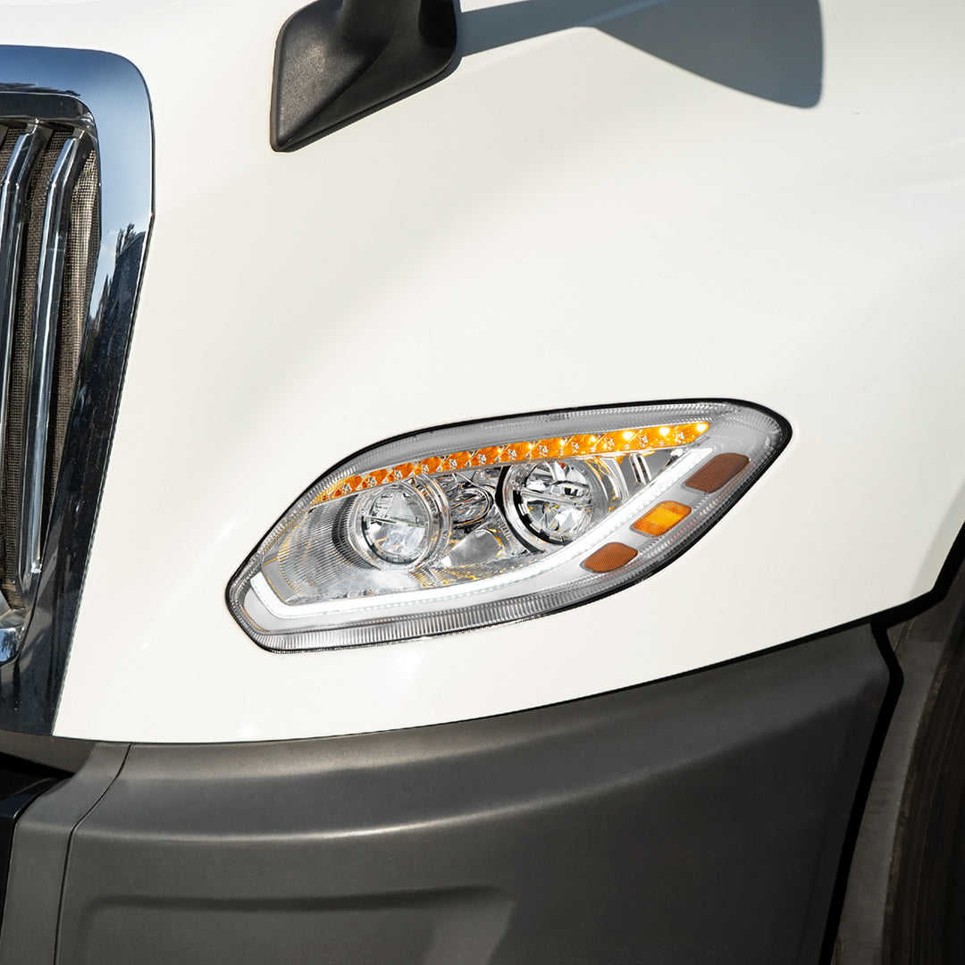 Chrome 86 LED Headlight For 2018-2025 International LT - Driver