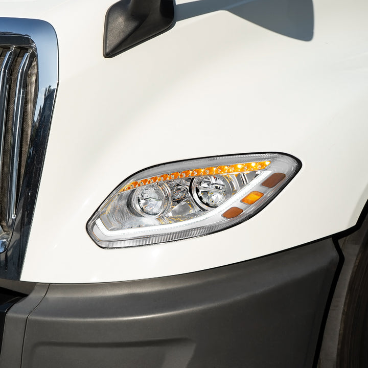 Chrome 86 LED Headlight For 2018-2025 International LT - Driver