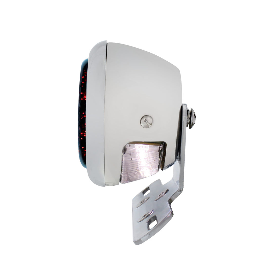 Chrome Motorcycle Rear Fender LP Bracket With 1933-36 Ford Style LED Tail Light
