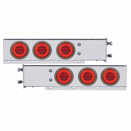 3-3/4" Bolt Pattern Stainless Steel Spring Loaded Bar With 6 x 21 LED 4" GloLight - Red LED &amp; Lens (Pair)