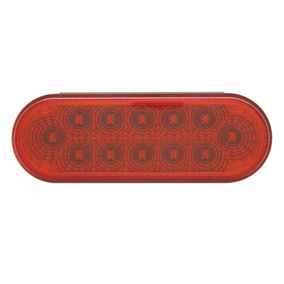 3-3/4" Bolt Pattern Stainless Steel Spring Loaded Bar With 6 Oval 12 LED Lights - Red LED &amp; Lens (Pair)