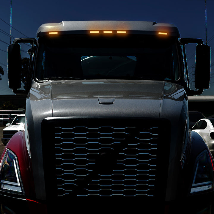 6 LED Competition Series Exterior Visor Light For 1996-2024 Volvo VNL - Amber LED/Clear Lens(5 Pcs)