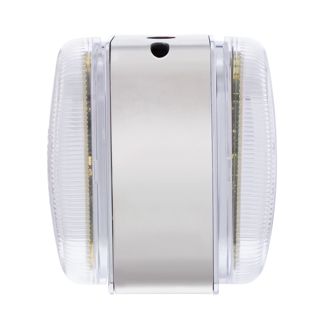 26 LED Dual Function Reflector Double Face Oval Light With Stainless Steel Bracket - Amber &amp; Red LED/Clear Lens