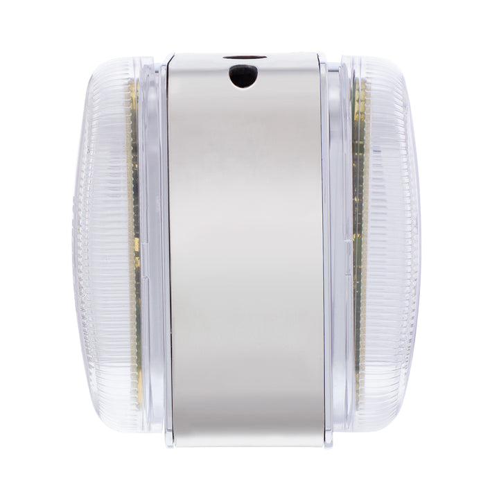 26 LED Dual Function Reflector Double Face Oval Light With Stainless Steel Bracket - Amber &amp; Red LED/Clear Lens