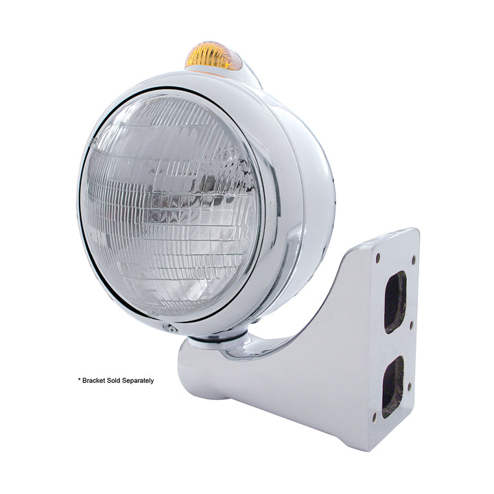 Stainless Steel Guide 682-C Headlight 6014 &amp; Dual Mode LED Signal - Amber Lens
