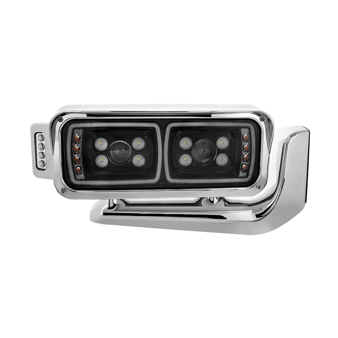 10 High Power LED "Blackout" Projection Headlight Assembly W/Mounting Arm &amp; Turn Signal Side Pod - Passenger Side