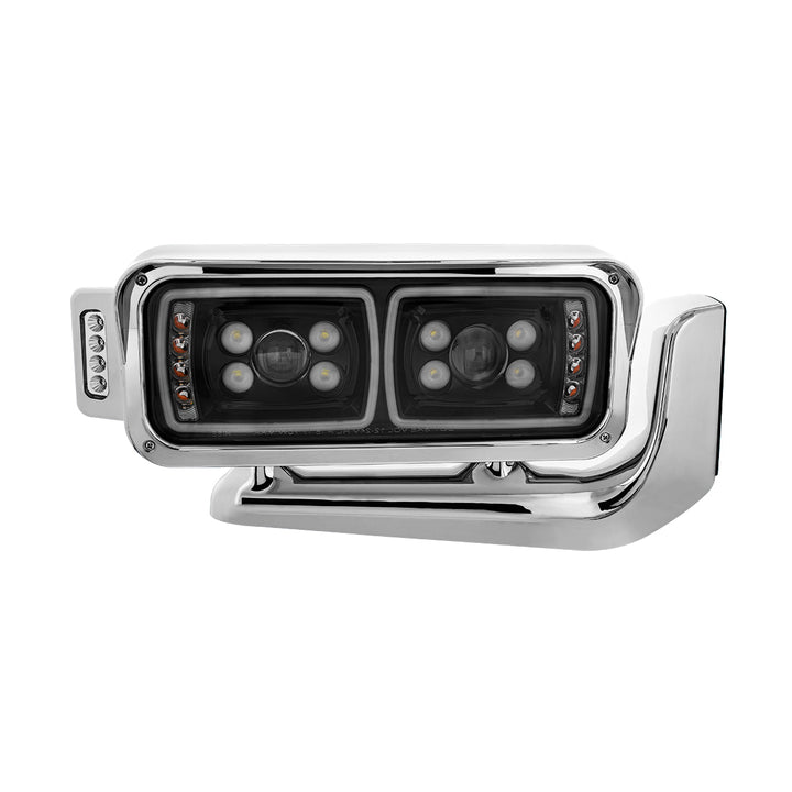 10 High Power LED "Blackout" Projection Headlight Assembly W/Mounting Arm &amp; Turn Signal Side Pod - Passenger Side