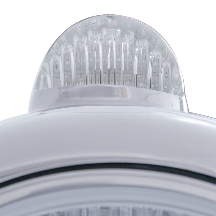 Stainless Steel Guide 682-C Headlight Crystal H4 &amp; Dual Mode LED Signal - Clear Lens
