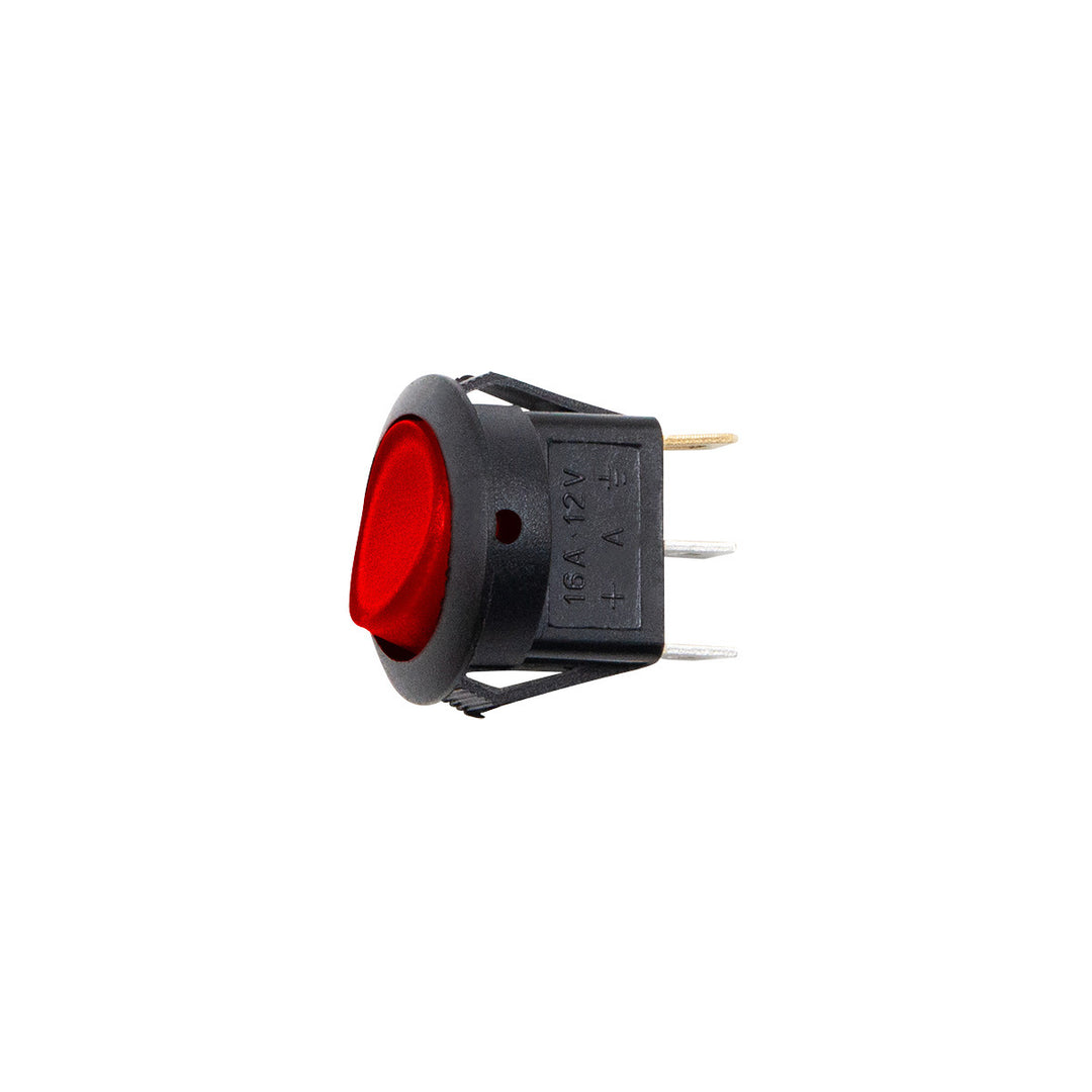 Red Illum Round Rocker 10 Amp 12V On/Off 1/2" Dia. 1 Pc.
