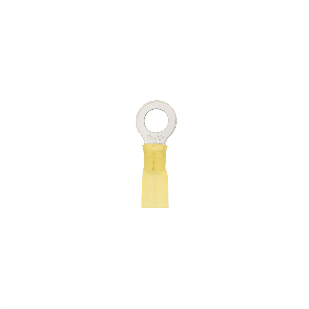 12-10 AWG 5/16" Stud CS Heat Shrink Ring Terminal - Yellow (4-Pack)