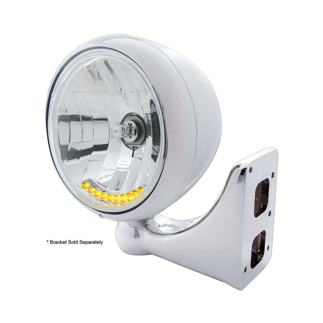 Chrome Guide 682-C Style Headlight H4 Bulb With 10 Amber LED